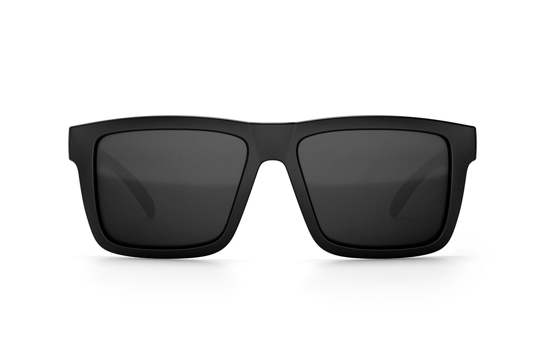 Front view of the Heat Wave Visual XL Vise Sunglasses with black frame and black lenses.