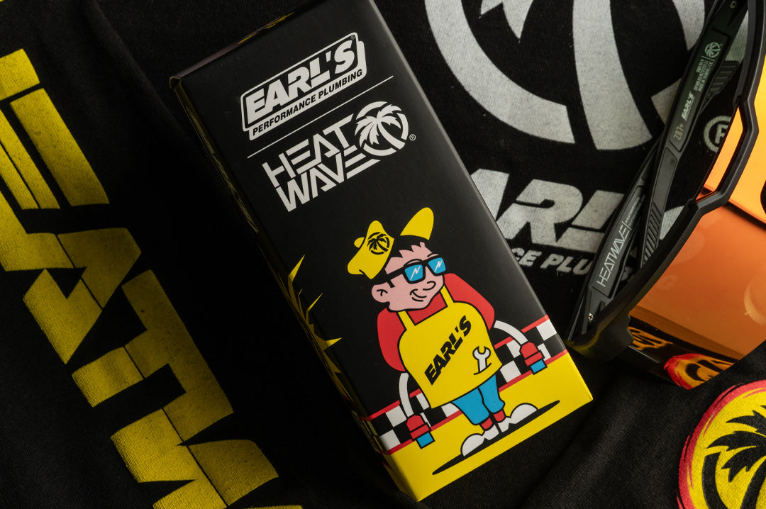 The Earl's x Heat Wave Visual Collab Sunglasses box. 