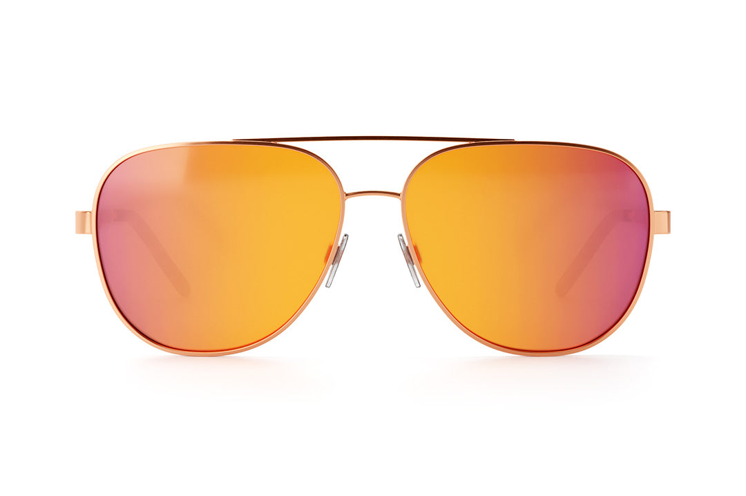 Front view of the Heat Wave Visual Incline Sunglasses with rose gold frame and rose gold lenses.
