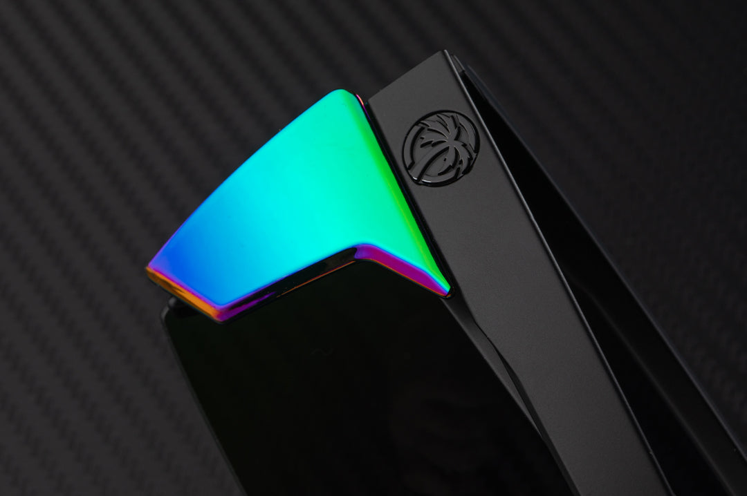 Close up of the Heat Wave Visual Performance Lazer Face color matching side shield.