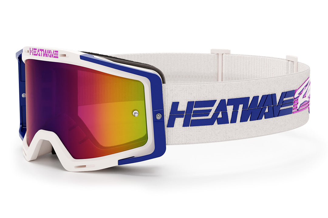 Heat Wave Visual MXG 250 Motorsport Goggles in the Highlighter Racing white color with spectrum pink lens. 