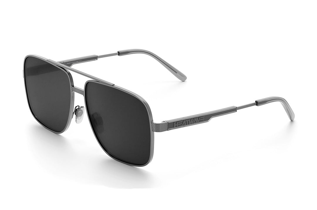 Heat Wave Visual Nimitz Sunglasses with gun metal frame and black lenses.