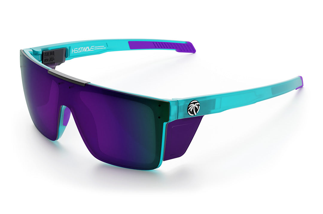 Heat Wave Visual Performance Quatro with aqua frost frame, ultra violet lens and matching side shields.