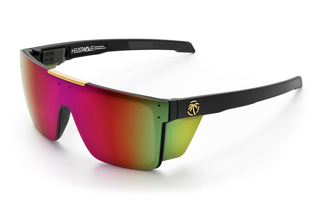 Heat Wave Visual Performance Quatro with black frame, spectrum pink yellow lens and matching side shields.