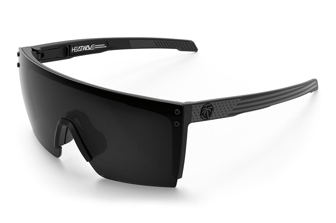 Heat Wave Visual Performance XL Lazer Face Sunglasses with black frame, socom print arms and black lens.