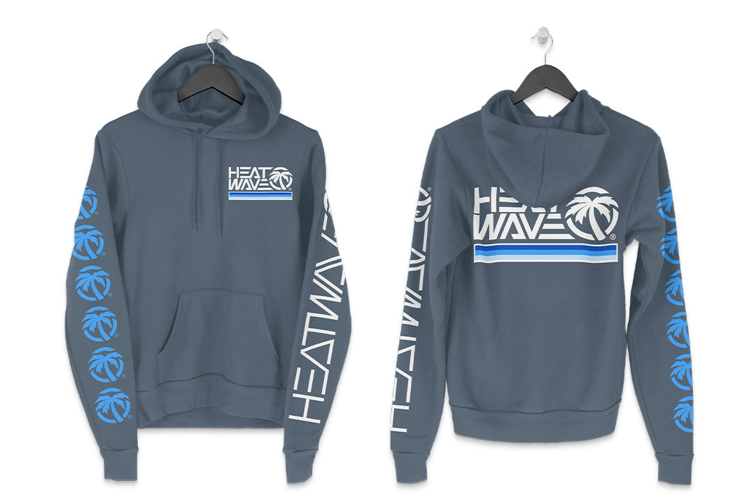 Heat Wave Visual Retro Stripe Storm Blue Sweatshirt. 