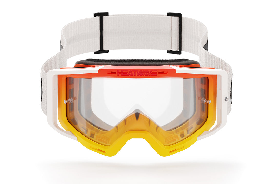 Front of the Heat Wave Visual MXG 250 Motosport Goggle in the turbo classic white color way.