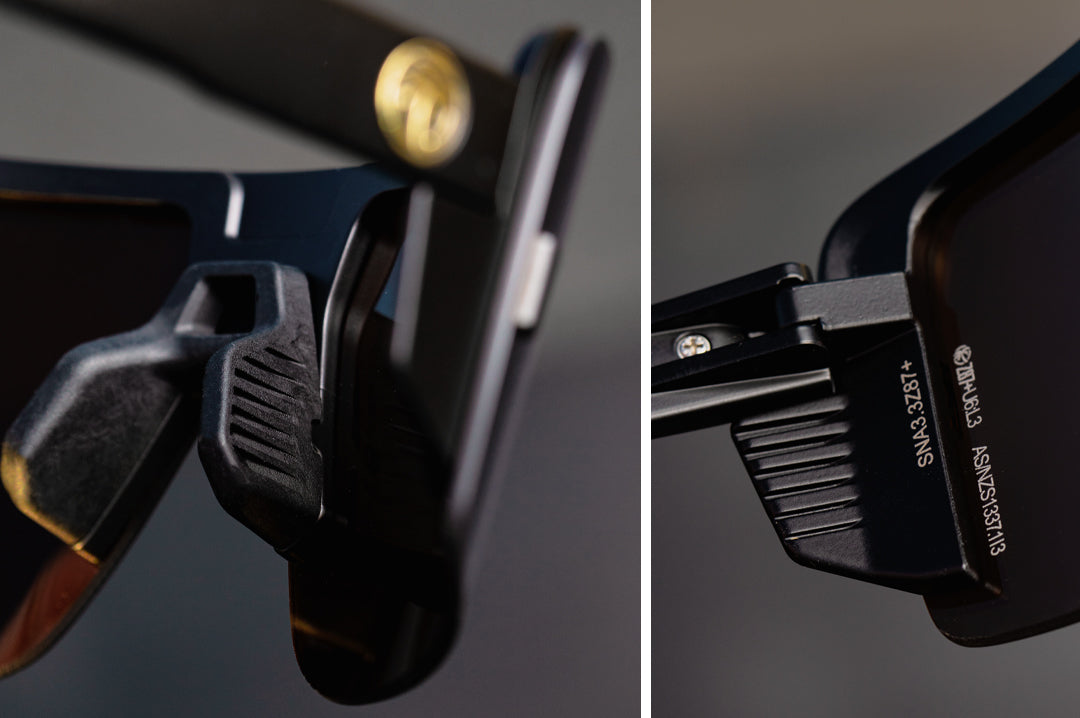 Close up of the Heat Wave Visual Vector Sunglasses.