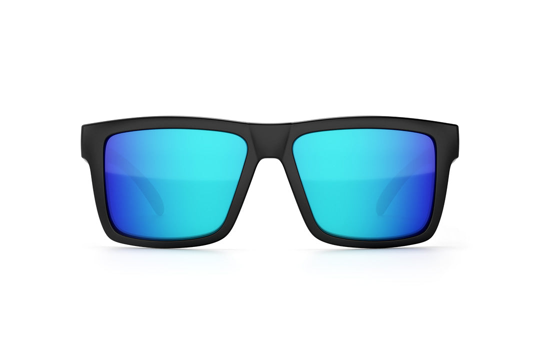 Front of the Heat Wave Visual Vise Sunglasses with black frame and galaxy blue lenses.