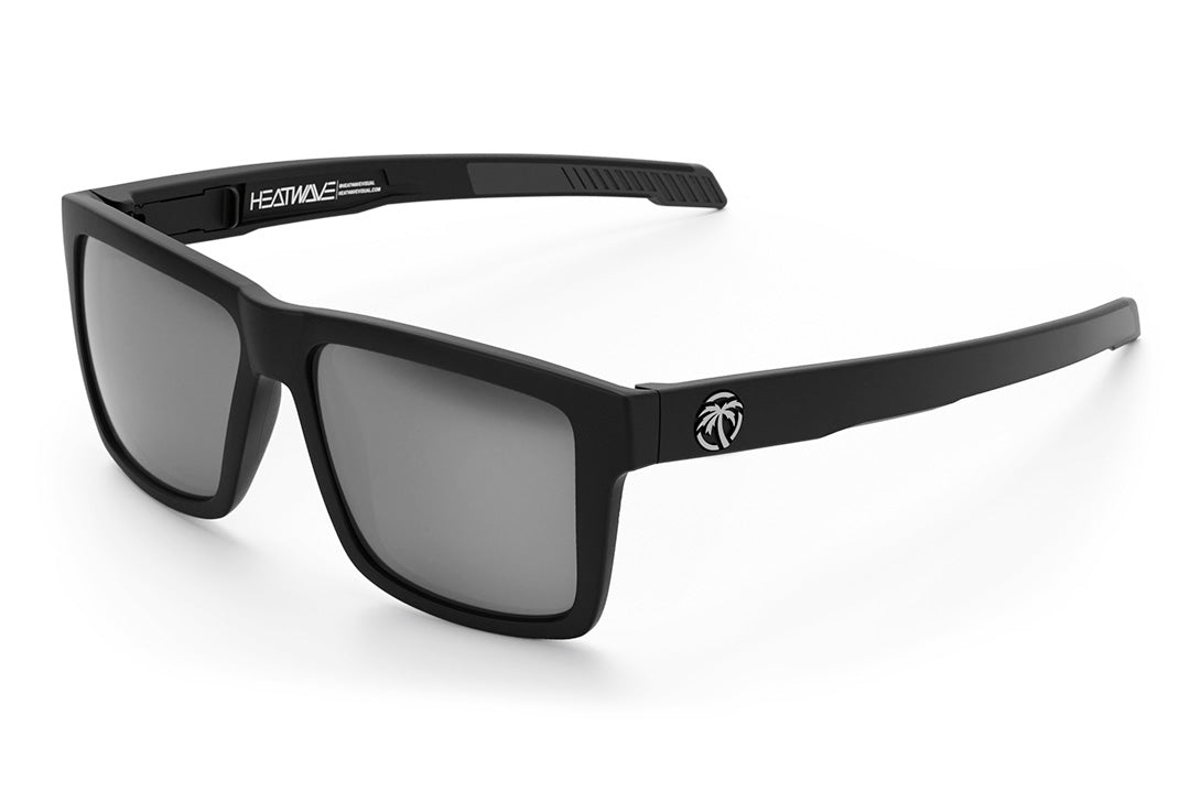 Heat Wave Visual Performance Vise Sunglasses with black frame and silver lenses.
