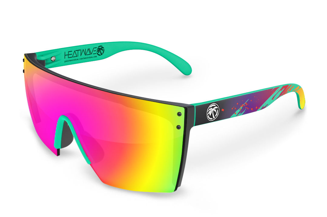 Lazer Face Sunglasses: Aqua Splash Black Frame Customs